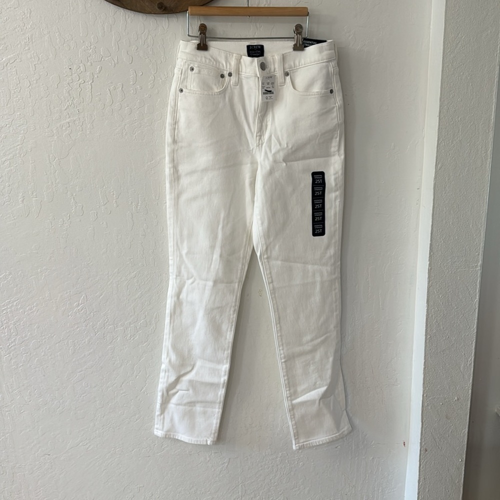 J. Crew White Essential Straight Leg Tall 25 Denim Jean Zip Closure - Picture 3 of 9